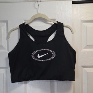 Nike Black Sports Bra with Floral Accents